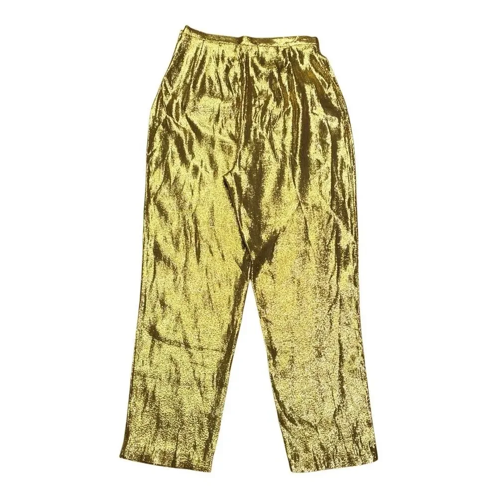 Wray Metallic Gold Silk Sprite Pants Size 2 XS - Picture 5 of 7